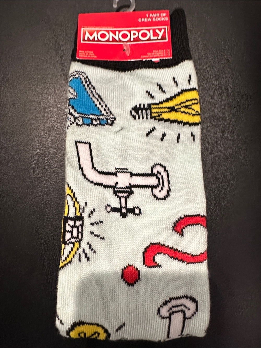 Unisex Novelty Light Blue Patterned Crew Socks